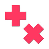 Pastease Plus X: Glow - in - the - Dark Neon Pink Cross Pasties Nipple Covers - Royal Sins
