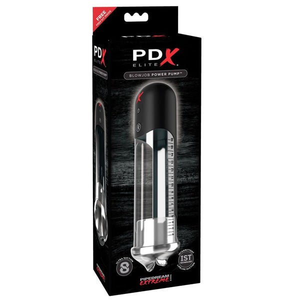 PDX Elite Blowjob Power Pump Automated Suction Clear/Black - Royal Sins