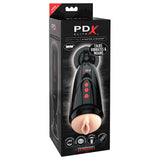 PDX Elite Dirty Talk Rechargeable Vibrating Starter Stroker With Hands - Free Suction Cup Beige/Black - Royal Sins