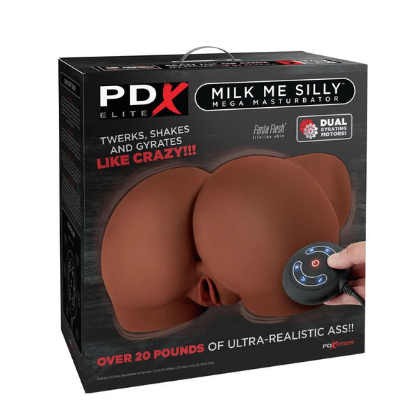 PDX Elite Milk Me Silly Remote - Controlled Vibrating Rotating Dual - Entry Mega Masturbator Brown - Royal Sins