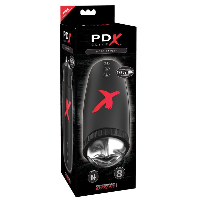 PDX Elite Moto - Bator Thrusting Suction Masturbator Clear/Black - Royal Sins