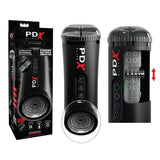 PDX Elite Moto Blower Rechargeable Thrusting Vibrating Suction Masturbator Clear/Black - Royal Sins