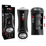 PDX Elite Moto Stroker Rechargeable Thrusting Vibrating Masturbator Clear/Black - Royal Sins