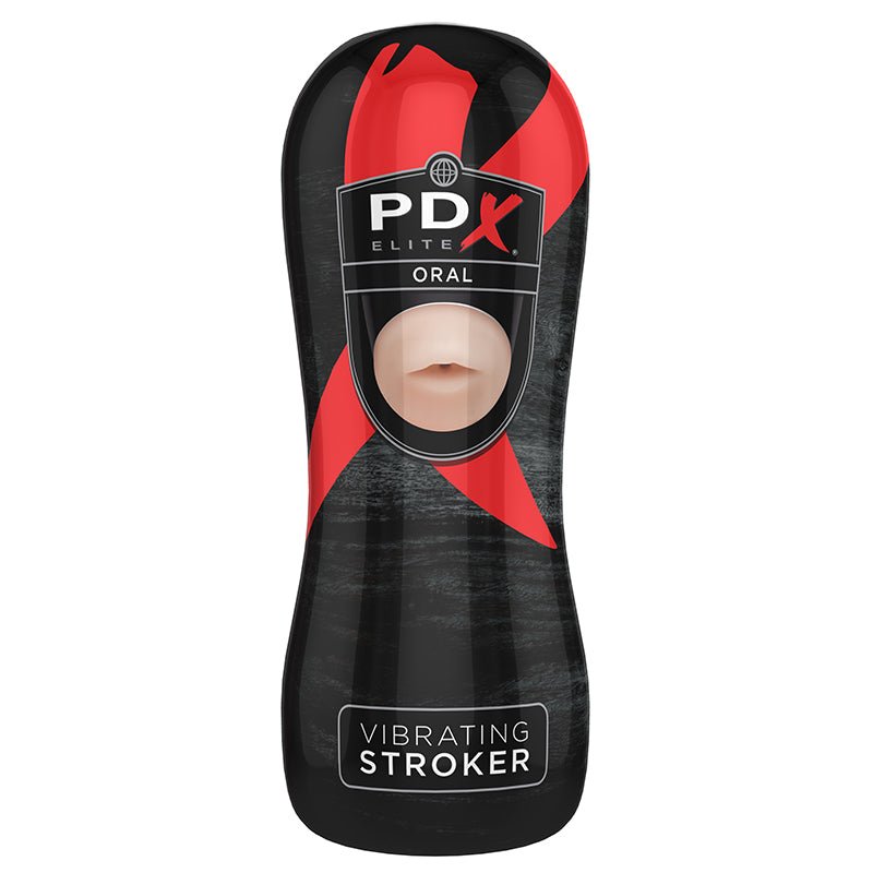 PDX Elite Vibrating Stroker Oral Beige/Black - Royal Sins