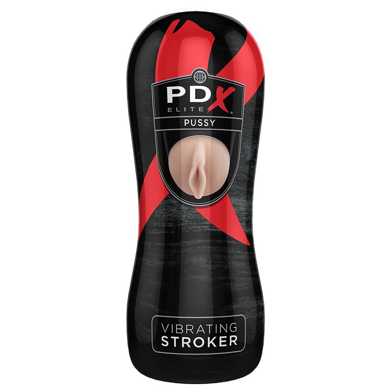 PDX Elite Vibrating Stroker Pussy Beige/Black - Royal Sins