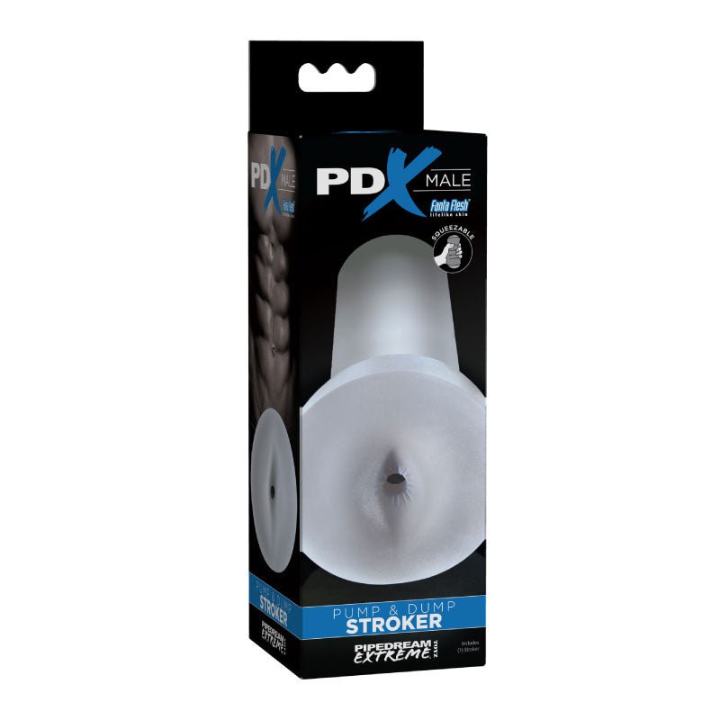 PDX Male Pump & Dump Squeezable Anal Stroker Clear - Royal Sins