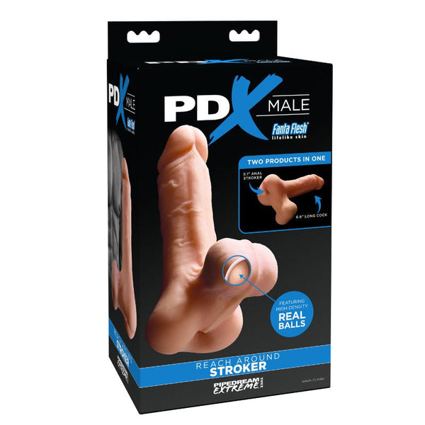 PDX Male Reach Around Anal Stroker and Realistic Cock Beige - Royal Sins