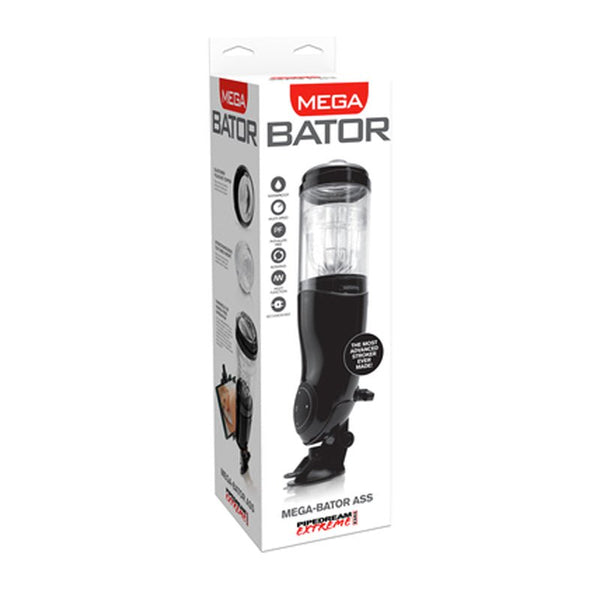 PDX Mega - Bator Ass Rechargeable Rotating Thrusting Stroker With Hands - Free Suction Cup Clear/Black - Royal Sins