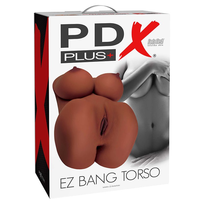 PDX Plus EZ Bang Torso Dual Entry Masturbator Brown - Royal Sins