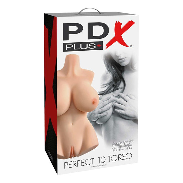 PDX Plus Perfect 10 Torso Dual Entry Masturbator Beige - Royal Sins
