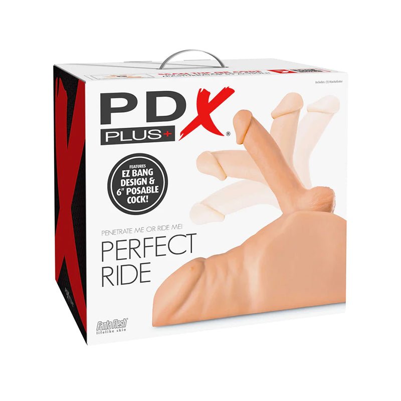 PDX Plus Perfect Ride Anal Masturbator With 6 in. Posable Dildo Beige - Royal Sins