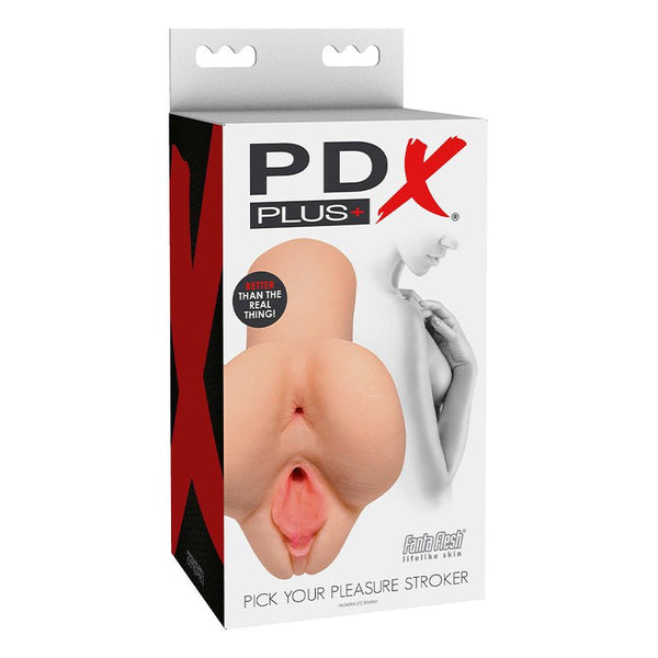 PDX Plus Pick Your Pleasure Dual Entry Stroker Beige - Royal Sins