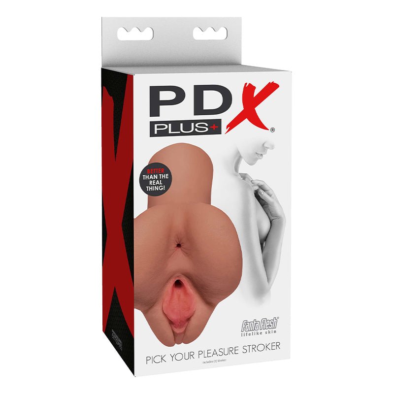 PDX Plus Pick Your Pleasure Dual Entry Stroker Tan - Royal Sins