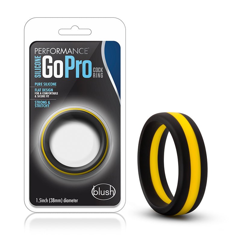 Performance Silicone Go Pro Cock Ring Black/Gold/Black - Royal Sins
