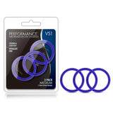 Performance VS1 Pure Premium Silicone Cockrings 3 - Pack Medium Indigo - Royal Sins
