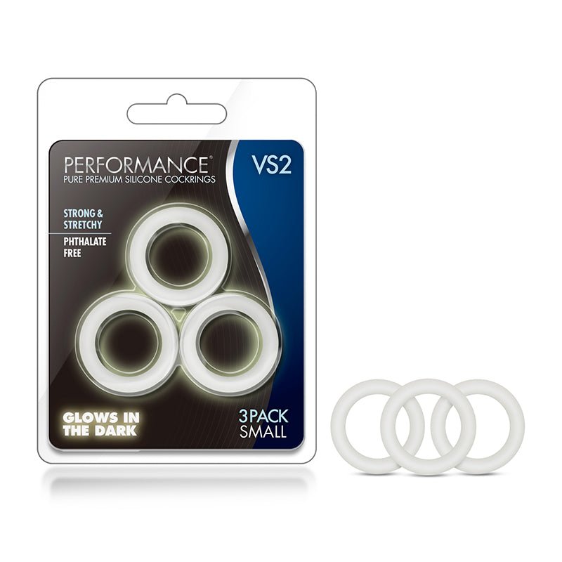 Performance VS2 Pure Premium Silicone Cockrings 3 - Pack Small White - Royal Sins