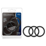 Performance VS3 Pure Premium Silicone Cockrings 3 - Pack Large Black - Royal Sins