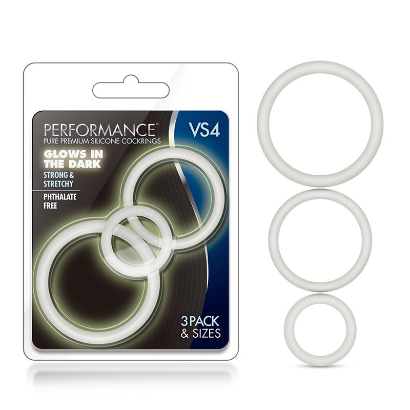 Performance VS4 Pure Premium Silicone Cockrings 3 - Pack Set White - Royal Sins