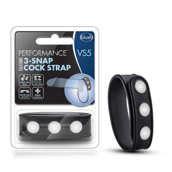 Performance VS5 Silicone 3 - Snap Cock Strap Black - Royal Sins