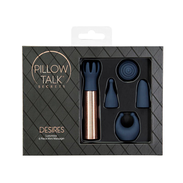 Pillow Talk Secrets Desires 6 - Piece Silicone Mini Massager Set Navy - Royal Sins
