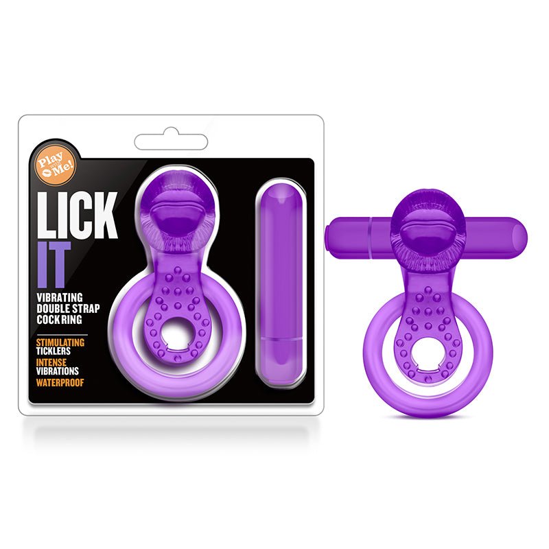 Play with Me Lick It Vibrating Double Strap Cockring Purple - Royal Sins