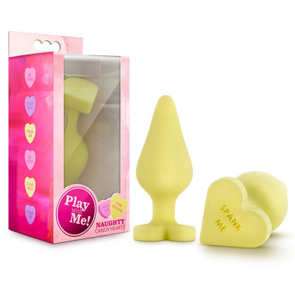 Play with Me Naughty Candy Hearts 'Spank Me' Anal Plug Yellow - Royal Sins