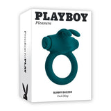 Playboy Bunny Buzzer Rechargeable Vibrating Silicone Cockring with Stimulator Deep Teal - Royal Sins