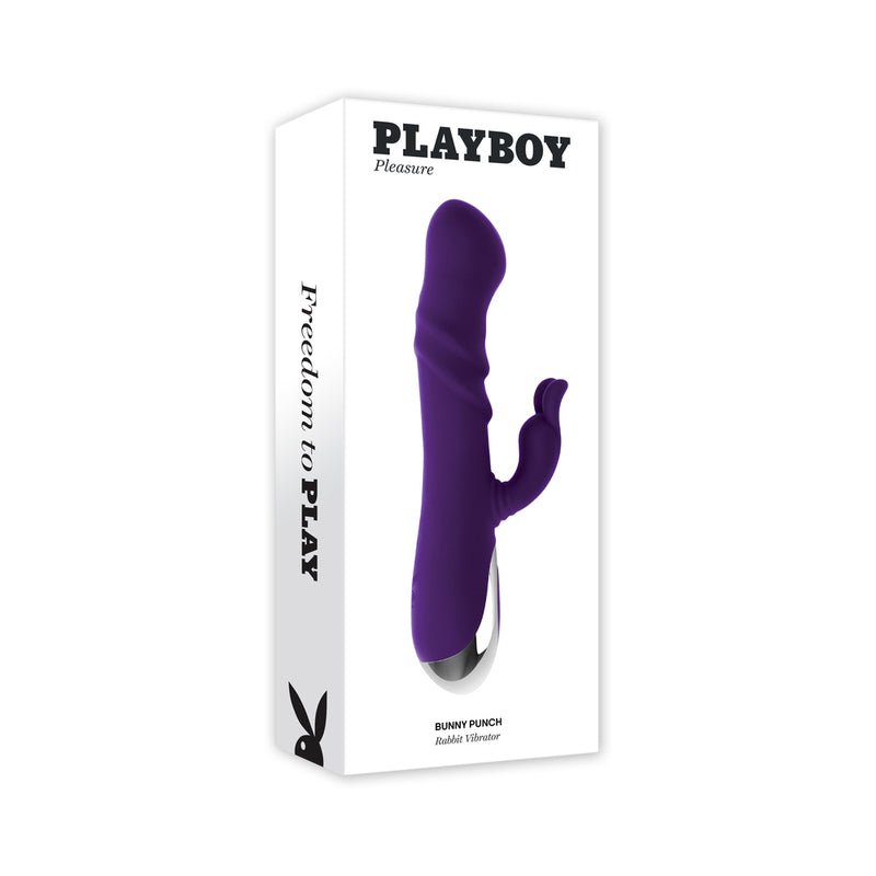 Playboy Bunny Punch Rechargeable Silicone Rabbit Vibrator Purple - Royal Sins