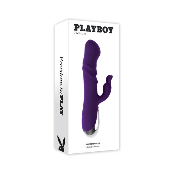 Playboy Bunny Punch Rechargeable Silicone Rabbit Vibrator Purple - Royal Sins
