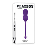 Playboy Double Time Rechargeable Remote Controlled Vibrating Silicone Dual Kegel Balls Acai - Royal Sins