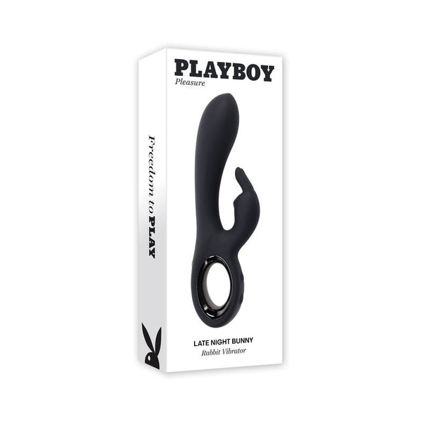 Playboy Late Night Bunny Rechageable Dual Stimulator Silicone Black - Royal Sins