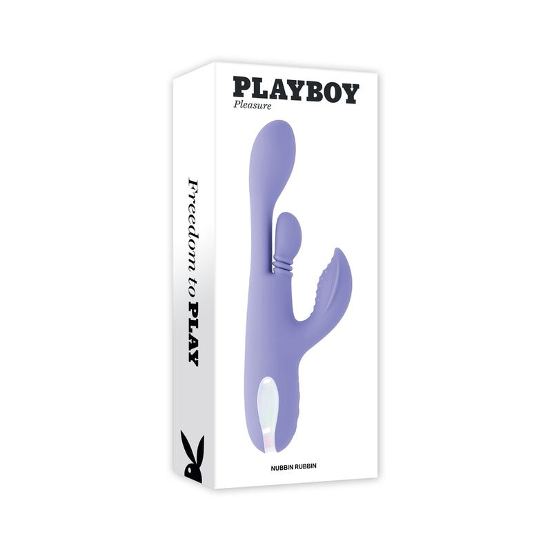 Playboy Nubbin Rubbin Rechargeable Dual Stimulator Vibe Silicone Purple - Royal Sins