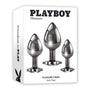 Playboy Pleasure 3 Ways 3 - Piece Metal Anal Plug Set Hematite - Royal Sins