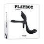 Playboy The 3 Way Rechargeable Remote Controlled Vibrating Silicone Cockring with Stimulator Black - Royal Sins