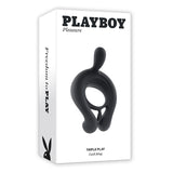 Playboy Triple Play Vibrating Cockring with Stimulator Black - Royal Sins