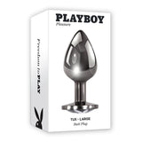 Playboy Tux Large Metal Anal Plug Hematite - Royal Sins