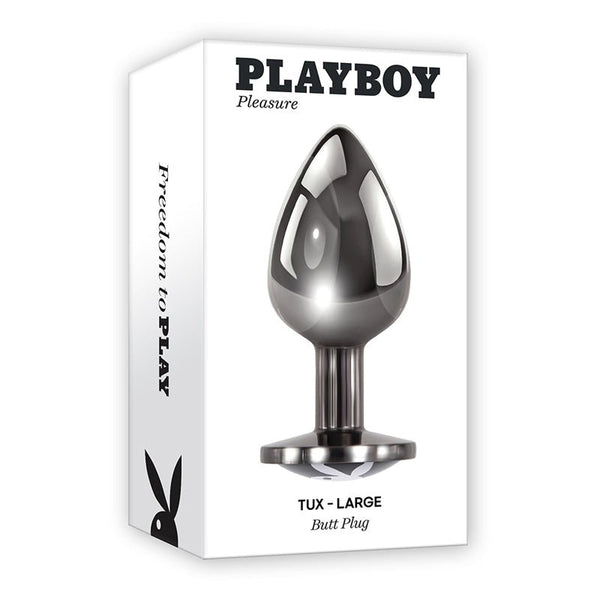Playboy Tux Large Metal Anal Plug Hematite - Royal Sins