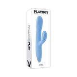 Playboy Up & Away Rechargeable Silicone Rabbit Vibrator Blue - Royal Sins