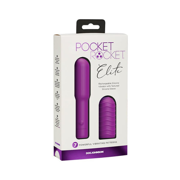 Pocket Rocket Elite Rechargeable Bullet With Removable Sleeve Purple - Royal Sins