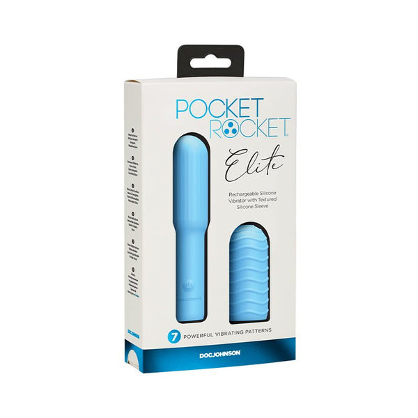 Pocket Rocket Elite Rechargeable Bullet With Removable Sleeve Sky Blue - Royal Sins