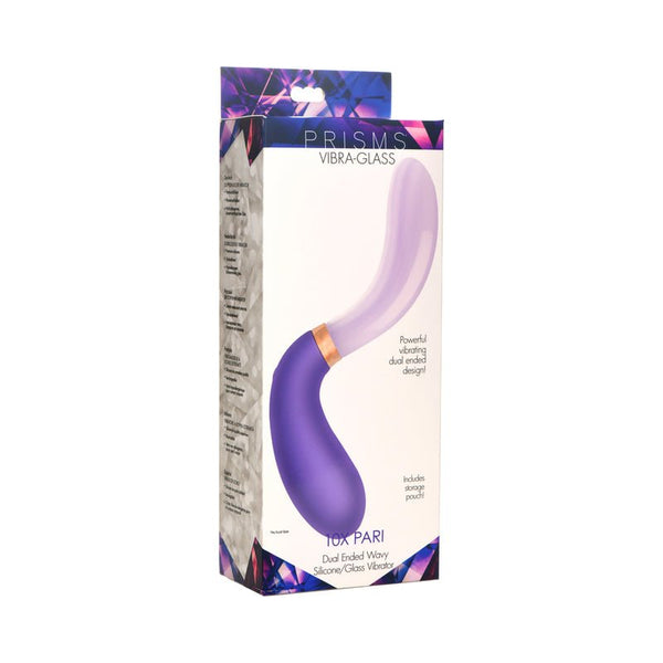 Prisms 10X Pari Dual Ended Wavy Silicone/Glass Vibrator - Royal Sins