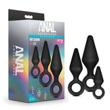 Anal Adventures Platinum Silicone 3-Piece Loop Plug Kit Black