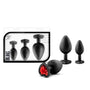 Luxe 3-Piece Bling Plug Training Kit with Red Gem Base Black