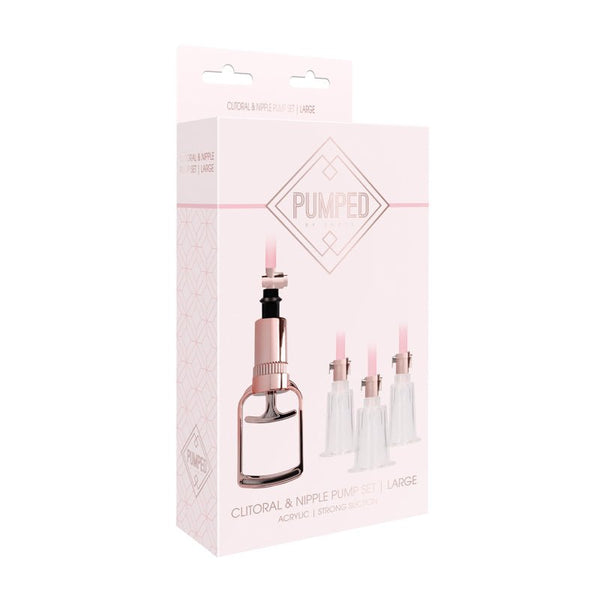 Pumped 4 - Piece Clitoral & Nipple Pump Kit Rose Gold Large - Royal Sins