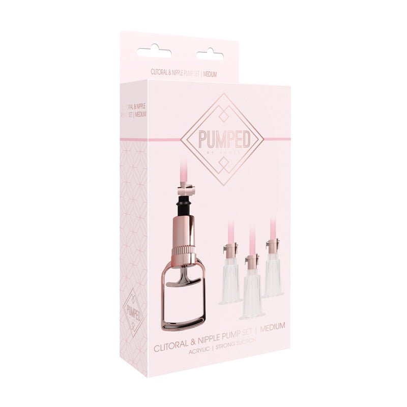 Pumped 4 - Piece Clitoral & Nipple Pump Kit Rose Medium - Royal Sins