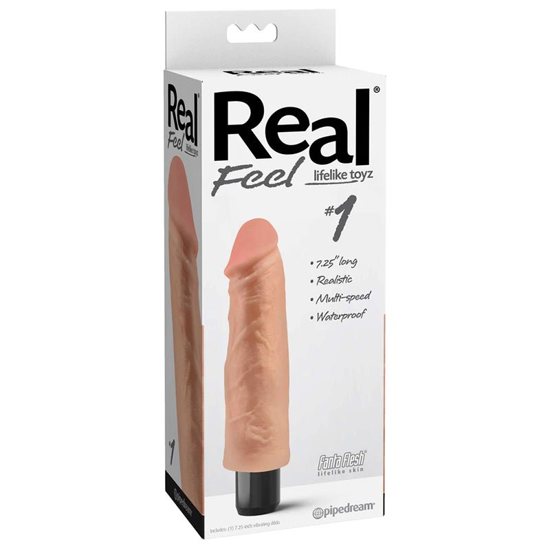 Real Feel Lifelike Toyz No. 1 Realistic 7.25 in. Vibrating Dildo Beige - Royal Sins