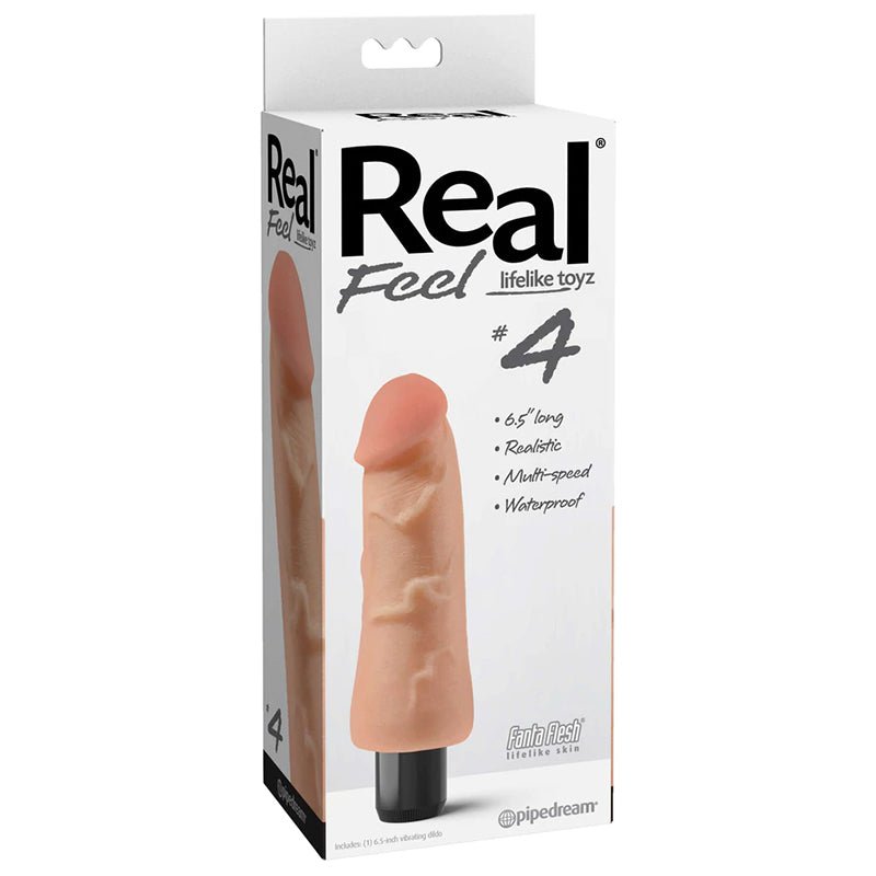 Real Feel Lifelike Toyz No. 4 Realistic 6.5 in. Vibrating Dildo Beige - Royal Sins