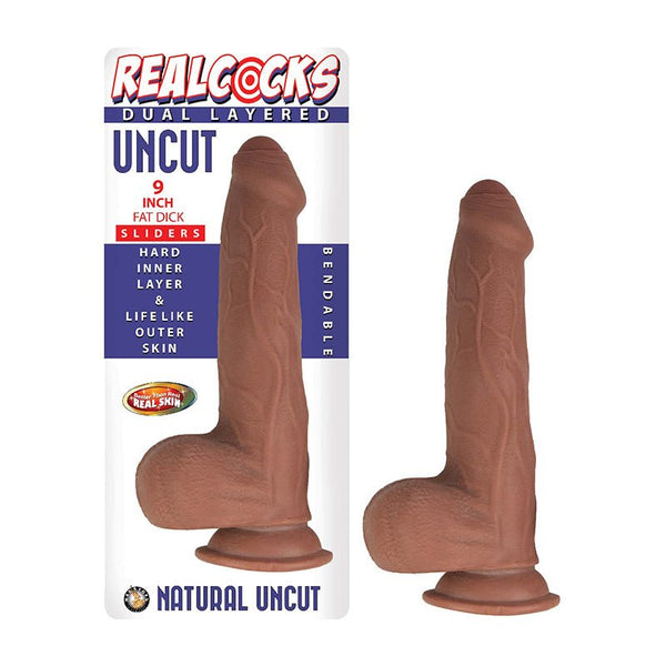 Realcocks Dual Layered Uncut Slider Fat Dick 9 in. Brown - Royal Sins