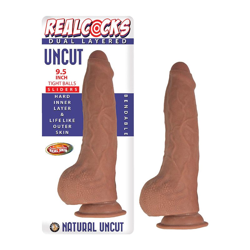 Realcocks Dual Layered Uncut Slider Tight Balls 9.5 in. Brown - Royal Sins