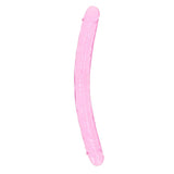 RealRock Crystal Clear Double Dong 18 in. Dual - Ended Dildo Pink - Royal Sins